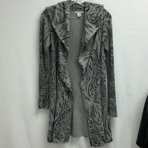 Alberto Makali Black and Gray Patterned Cardigan